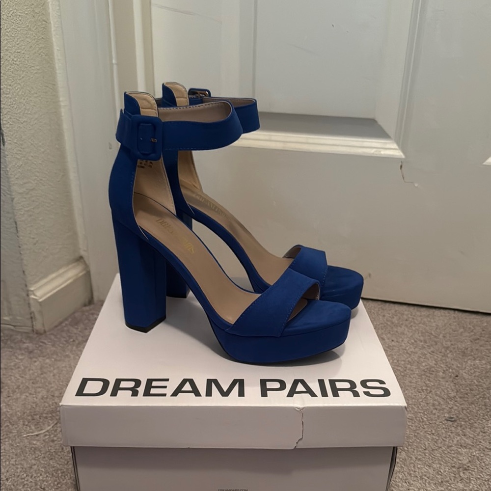 Dream Pairs Blue Block Heel Sandals (Brand New!)